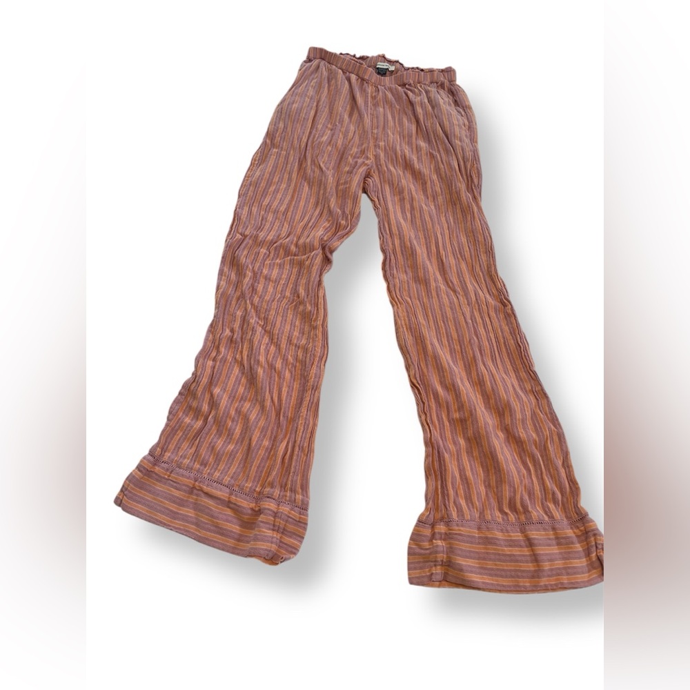 American Eagle Outfitters Striped Wide-Leg Pants in Rust and Mauve